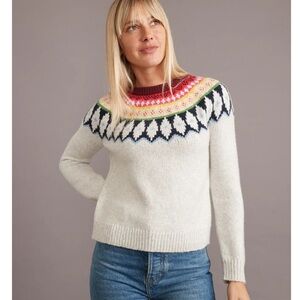 Marine Layer White and Pink Crew Neck Sweater